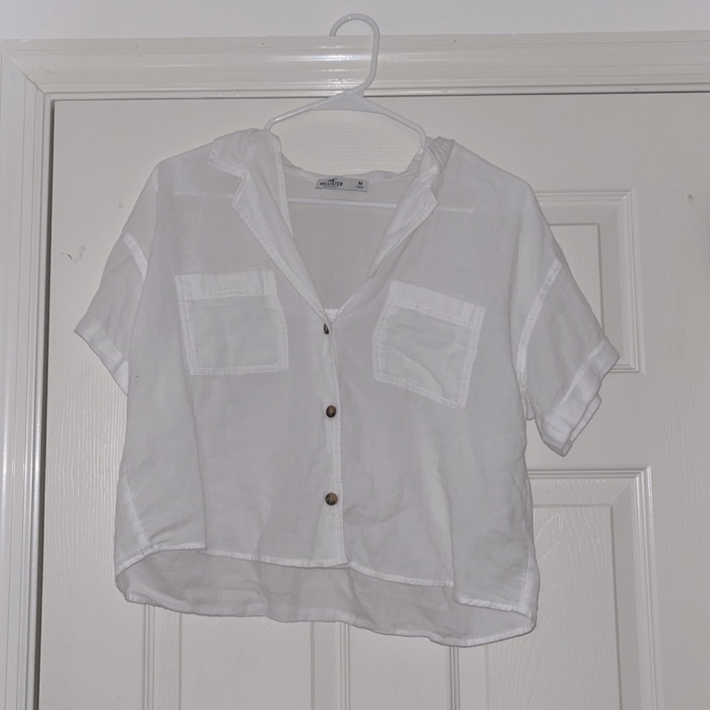 Cropped White Button Up